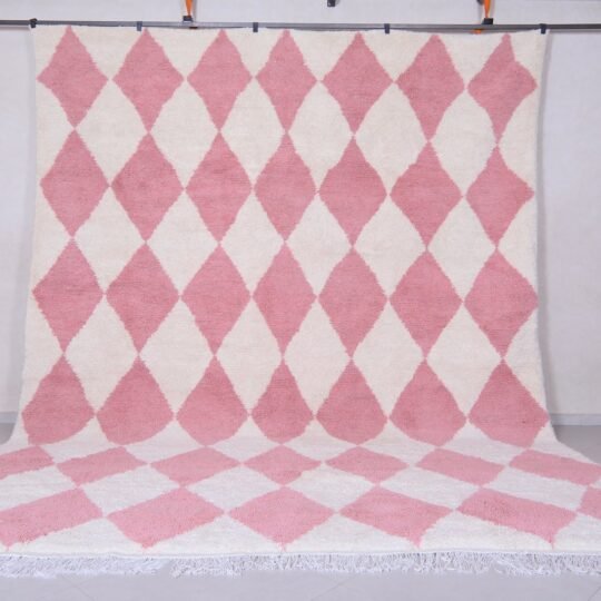 Pink moroccan rug - handmade wool rug - beni ourain berber rug