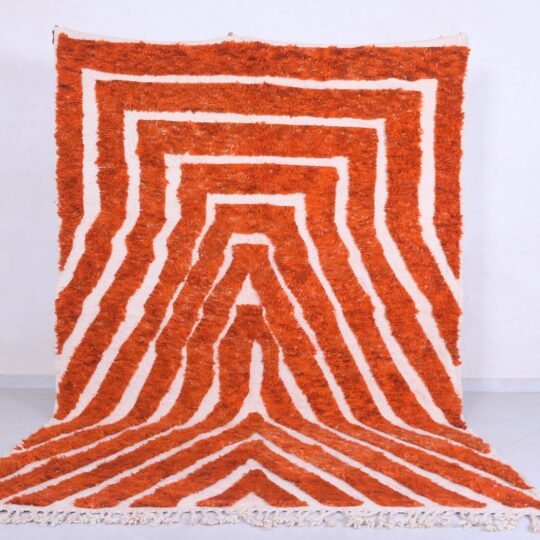 Custom size orange rug - beni ourain wool rug - handmade wool rug