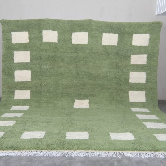 Green custom size rug - handmade moroccan rug - beni ourain check rug