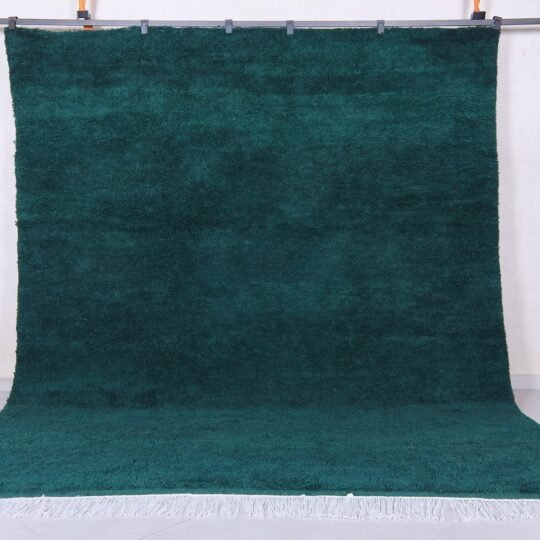 Solid green rug - handmade moroccan rug - beni ourain wool rug