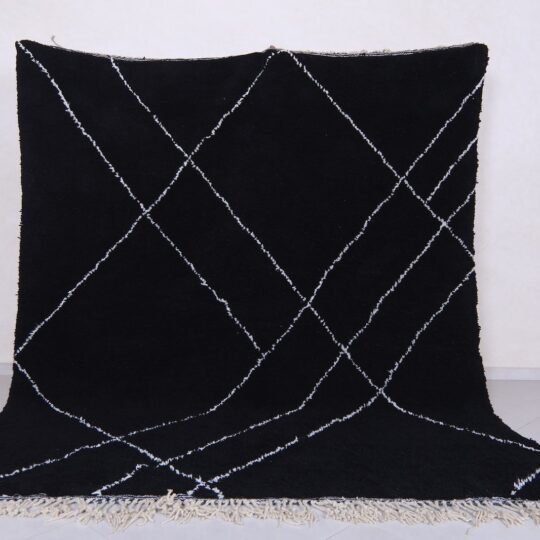 Black moroccan rug - handmade berber rug - custom wool rug