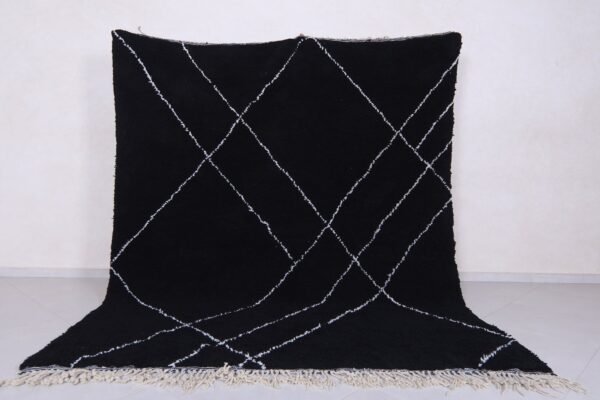 Black moroccan rug - handmade berber rug - custom wool rug
