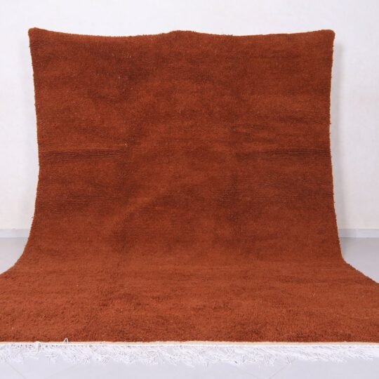 Solid moroccan rug - red brick carpet - custom berber wool rug