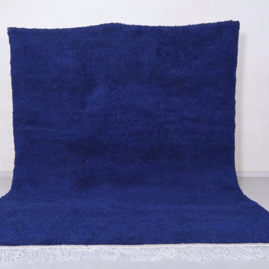 Blue moroccan rug - custom handmade rug - solid wool rug