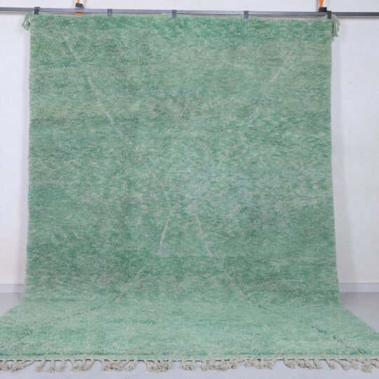 Green moroccan rug - handmade beni ourain rug - custom wool rug