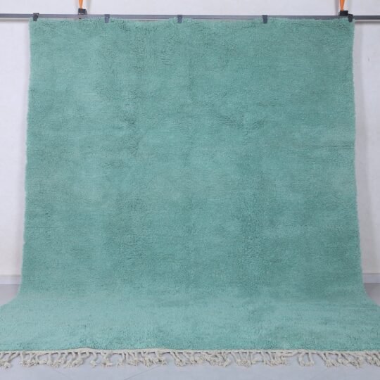 Solid moroccan rug - custom green rug - wool rug