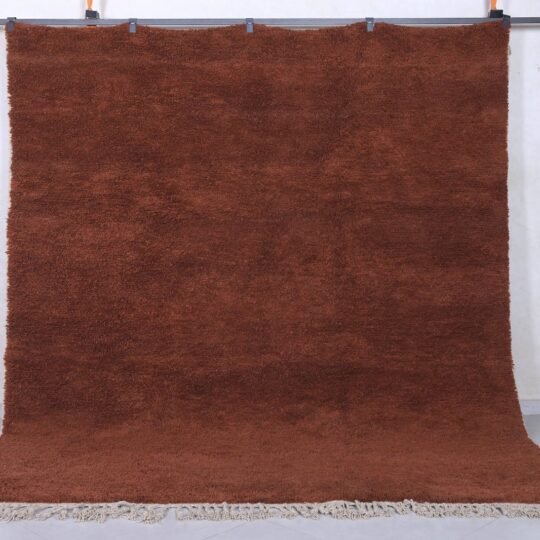 Solid moroccan rug - custom brown rug - handmade berber carpet