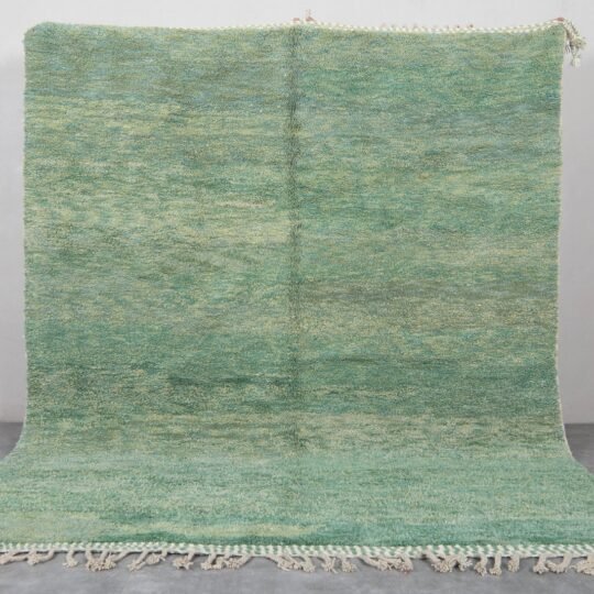 Custom green rug - solid moroccan rug - handmade wool rug