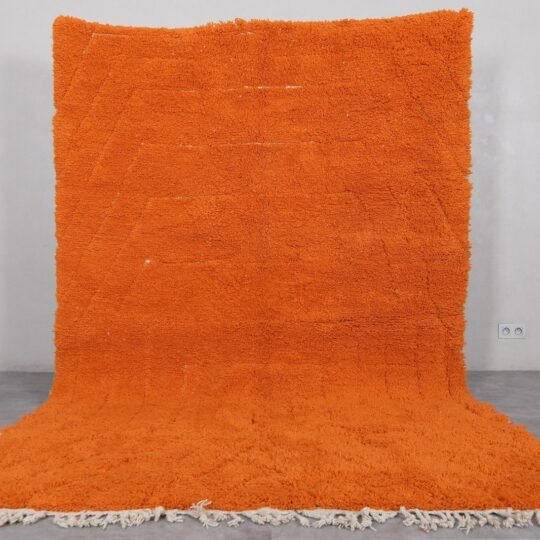 Moroccan orange rug - beni ourain lamp wool rug - handmade wool rug