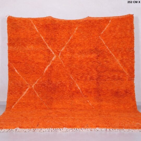 Custom Orange Moroccan rug - Beni ourain area rug - wool Berber rug