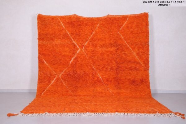 Custom Orange Moroccan rug - Beni ourain area rug - wool Berber rug