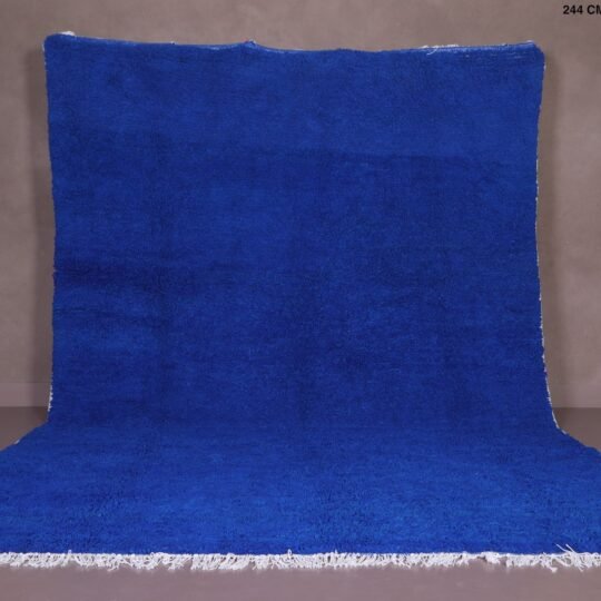 Solid blue moroccan rug - berber area rug - blue custom moroccan rug