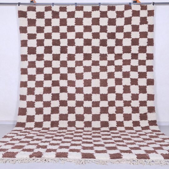 Checkered moroccan rug - custom brown rug - handmade beni ourain rug