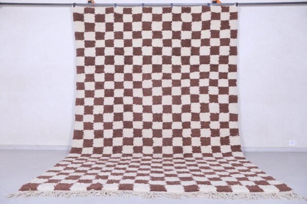 Checkered moroccan rug - custom brown rug - handmade beni ourain rug