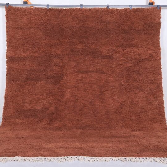 Solid moroccan rug - custom brown wool rug - handmade wool rug