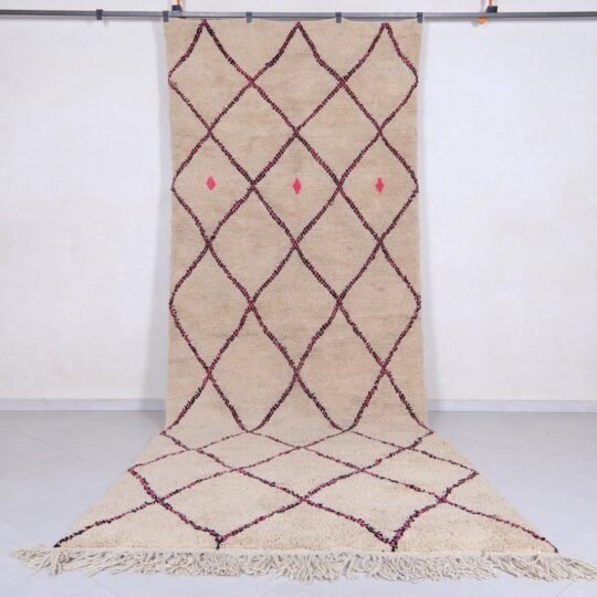 Beige runner rug - moroccan wool rug - beni ourain entryway rug