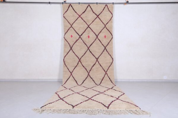 Beige runner rug - moroccan wool rug - beni ourain entryway rug