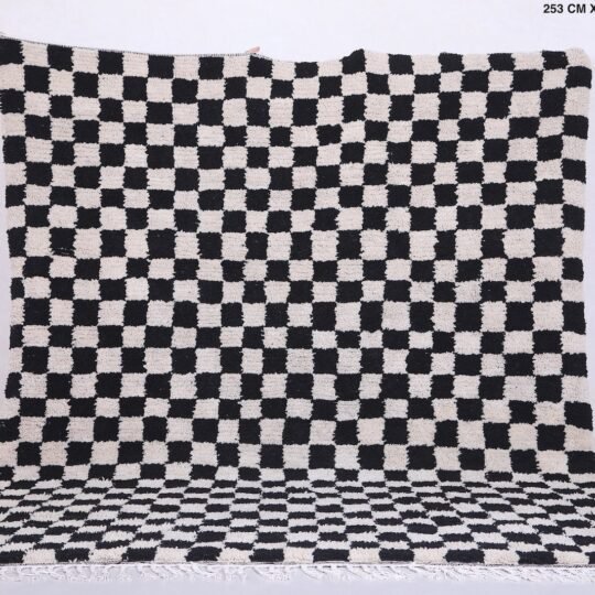 Moroccan rug - black and white checkered rug