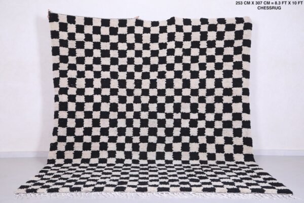 Moroccan rug - black and white checkered rug