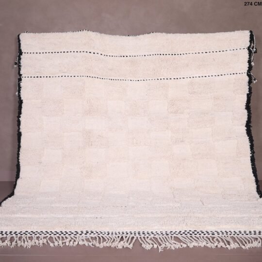 Beige moroccan rug - moroccan area rug - handmade checkered rug
