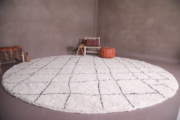 Round custom rug - moroccan round area rug - round berber rug