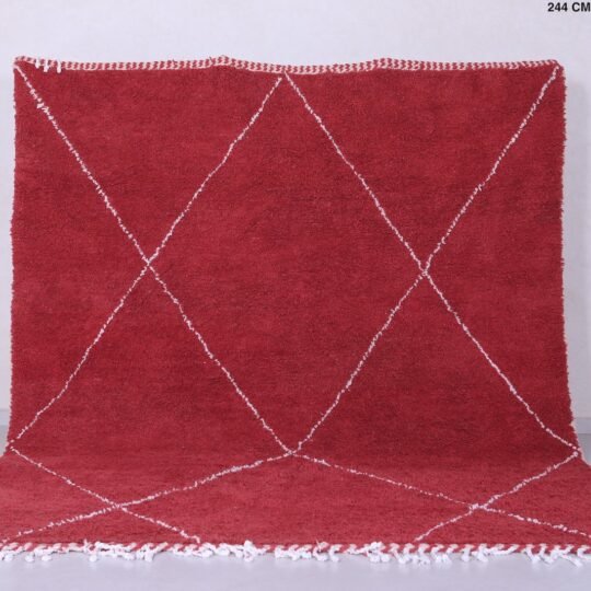 Dark red moroccan rug - custom beni ourain rug - dark red beni ourain rug