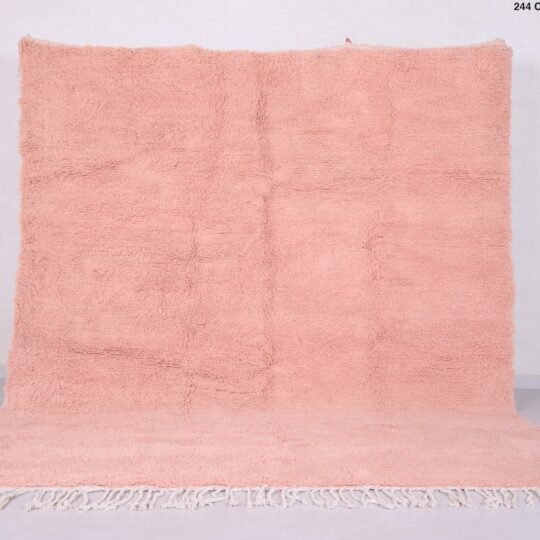 Solid custom peach rug - moroccan berber rug - plain pink moroccan rug