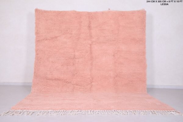 Solid custom peach rug - moroccan berber rug - plain pink moroccan rug