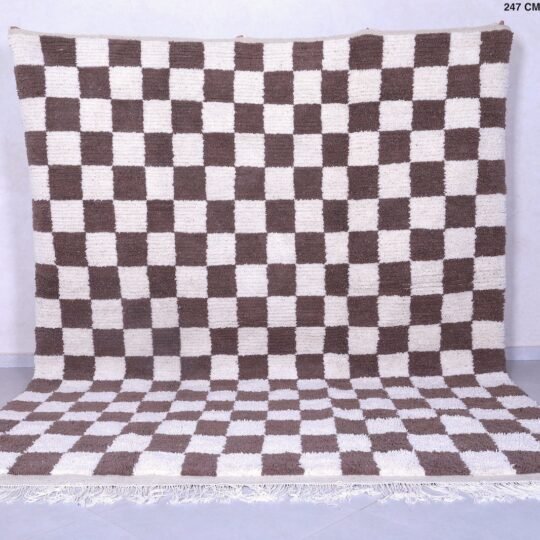 Custom moroccan rug - brown checkered rug - handmade checkered rug