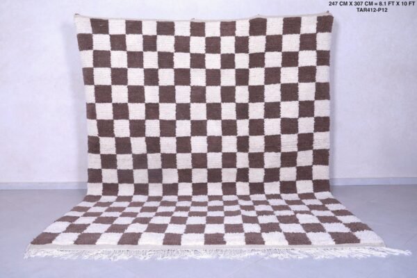 Custom moroccan rug - brown checkered rug - handmade checkered rug